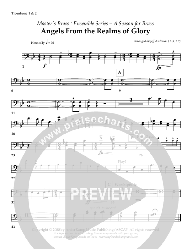 Angels From The Realms of Glory (Instrumental) Trombone 1/2 ()