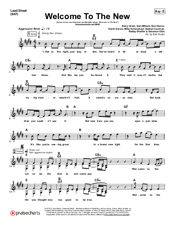 Welcome To The New Lead Sheet (MercyMe)