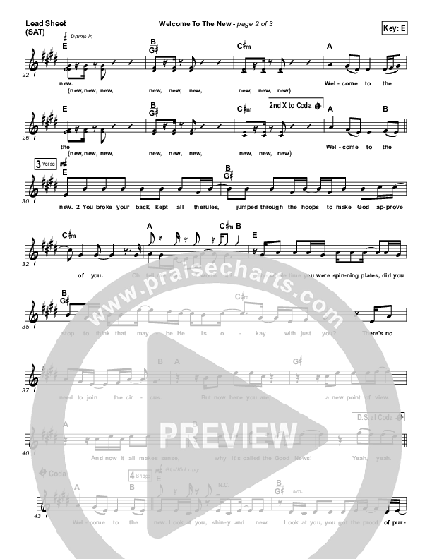 Welcome To The New Lead Sheet (SAT) (MercyMe)