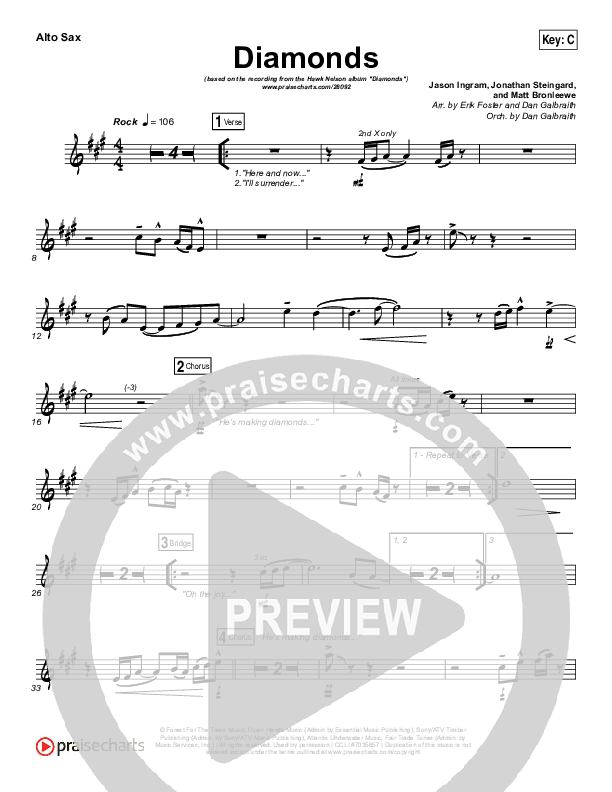 Diamonds Alto Sax (Hawk Nelson)