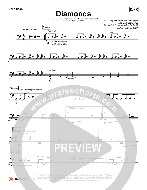 Diamonds Cello/Bass (Hawk Nelson)