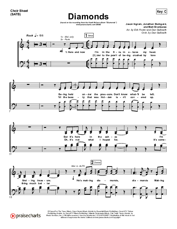 Diamonds Choir Vocals (SATB) (Hawk Nelson)