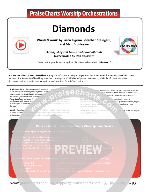 Diamonds Cover Sheet (Hawk Nelson)