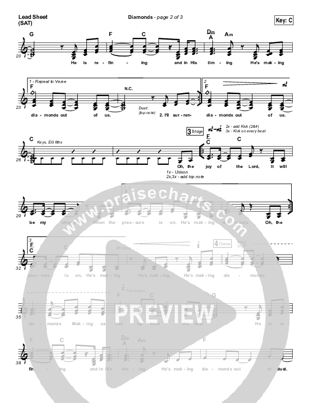 Diamonds Lead Sheet (SAT) (Hawk Nelson)