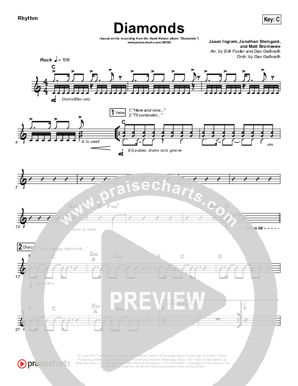 Diamonds Rhythm Chart (Hawk Nelson)