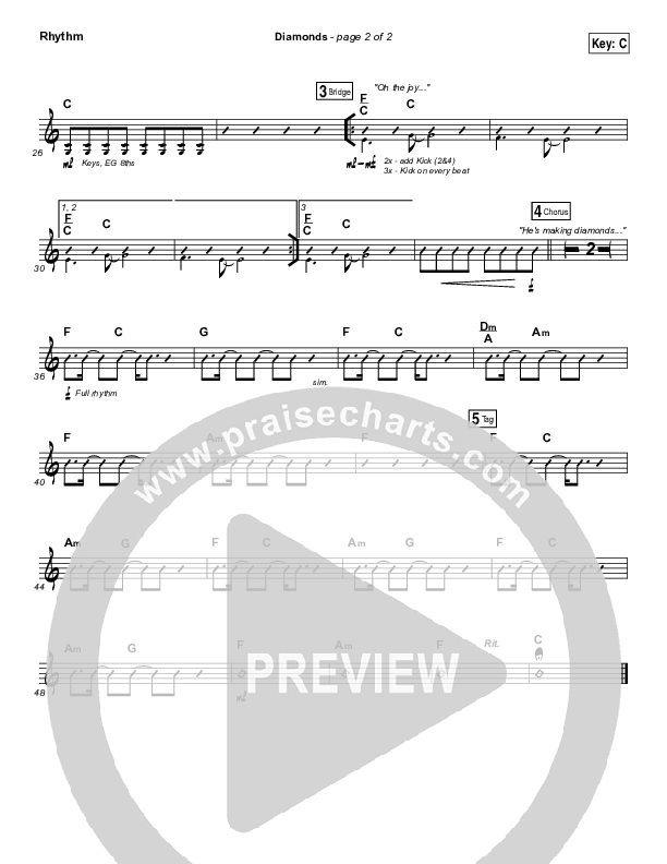 Diamonds Rhythm Chart (Hawk Nelson)