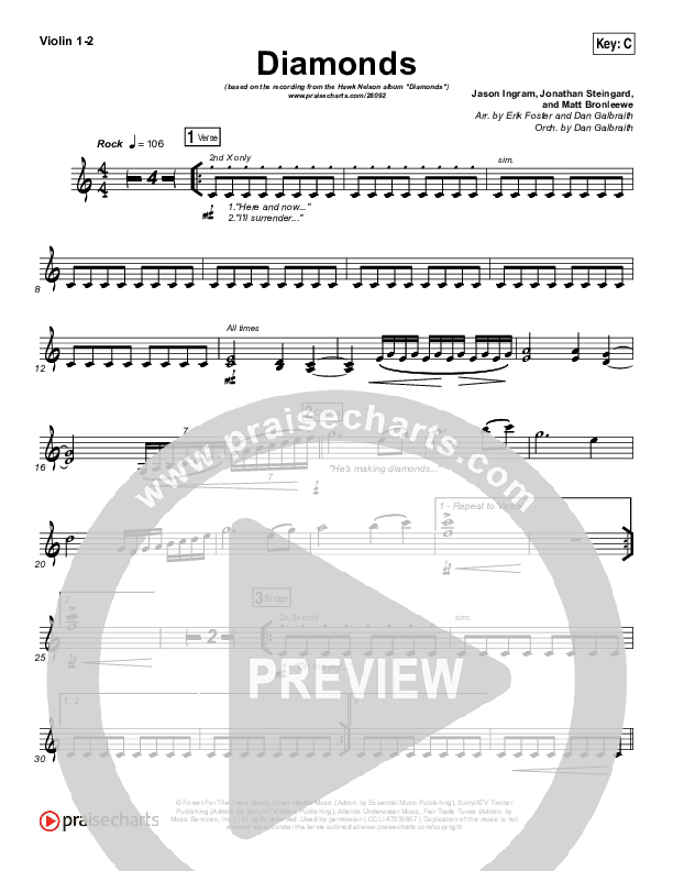 Diamonds Violin 1/2 (Hawk Nelson)