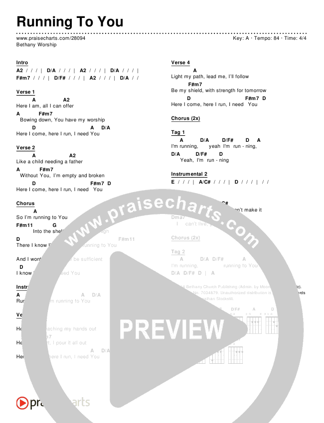 Running To You Chords & Lyrics (Bethany Music)