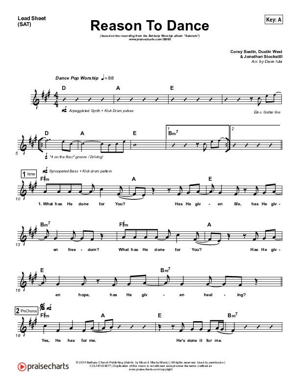 Reason To Dance Lead (SAT) (Bethany Music)