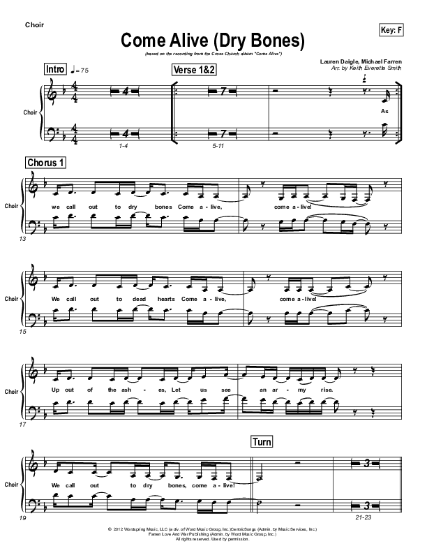 Come Alive (Dry Bones) Choir Sheet (SATB) (Cross Church Worship / Julio Arriola)