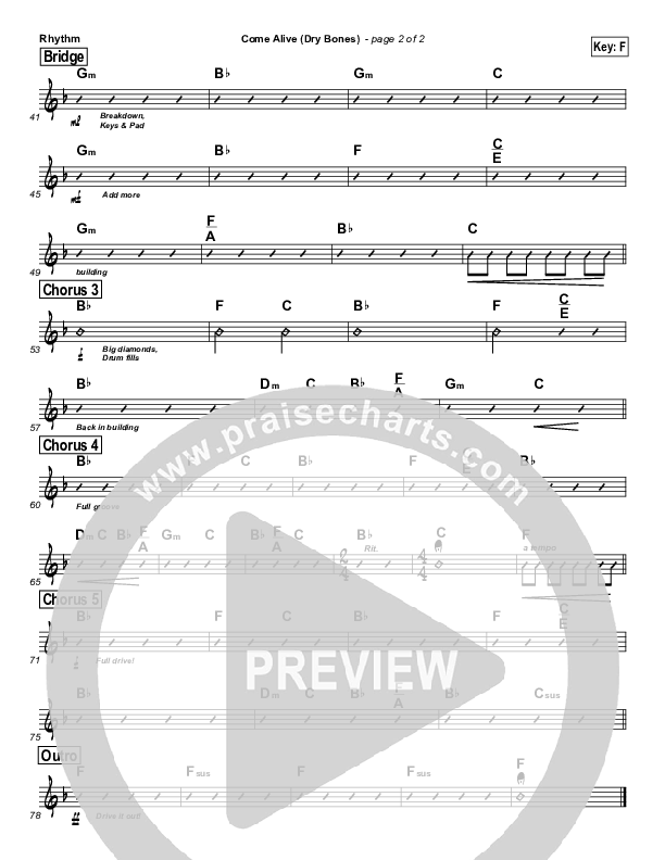Come Alive (Dry Bones) Rhythm Chart (Cross Church Worship / Julio Arriola)