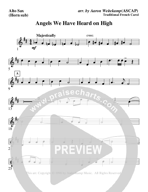 Angels We Have Heard On High (Instrumental) Alto Sax (AnderKamp Music)