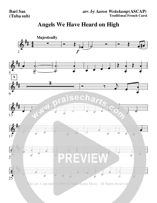 Angels We Have Heard On High (Instrumental) Bari Sax (AnderKamp Music)