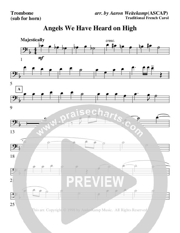 Angels We Have Heard On High (Instrumental) Trombone 2 (AnderKamp Music)