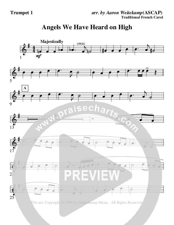 Angels We Have Heard On High (Instrumental) Trumpet 1 (AnderKamp Music)