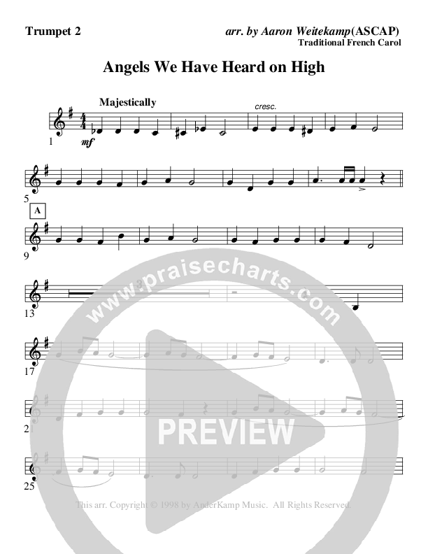Angels We Have Heard On High (Instrumental) Trumpet 2 (AnderKamp Music)