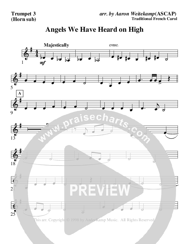 Angels We Have Heard On High (Instrumental) Trumpet 3 (AnderKamp Music)