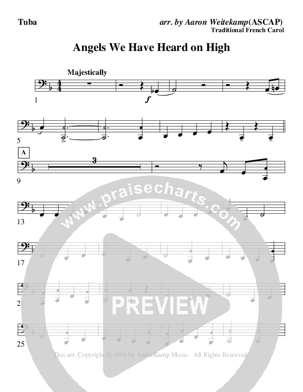 Angels We Have Heard On High (Instrumental) Tuba (AnderKamp Music)