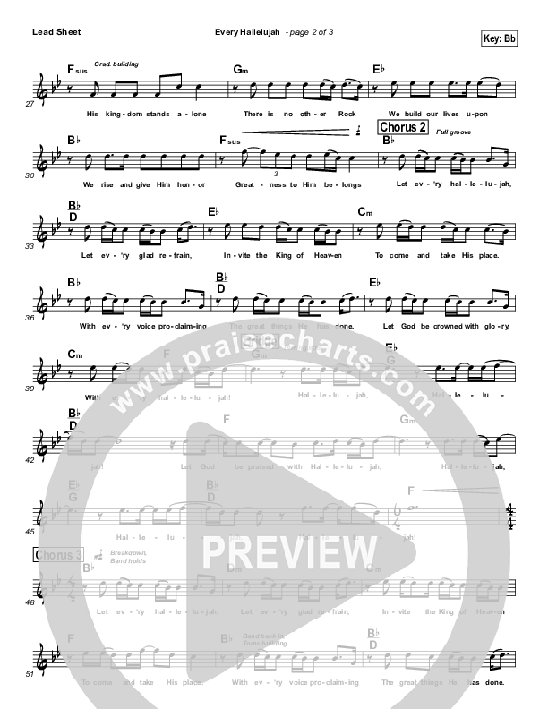 Every Hallelujah Lead Sheet (Cross Church Worship / David McKinney)