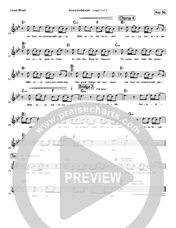 Every Hallelujah Lead Sheet (Cross Church Worship / David McKinney)