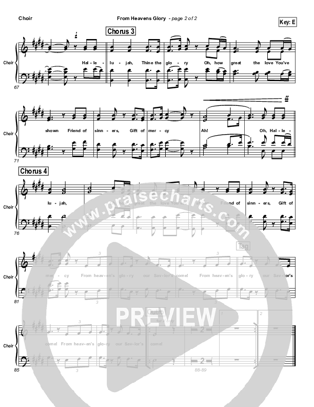 From Heavens Glory Choir Sheet (SATB) (Cross Church Worship / Jamie Joyce)