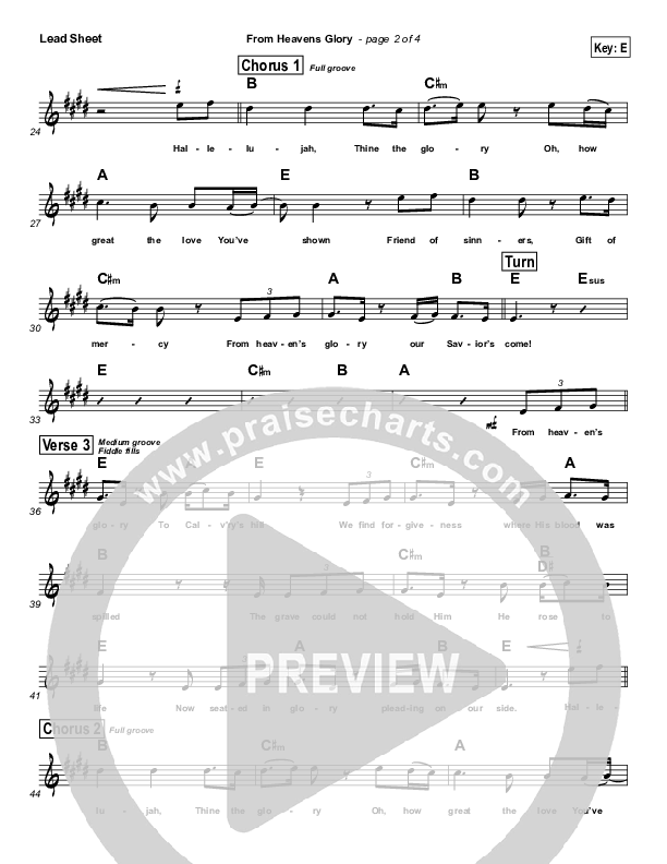 From Heavens Glory Lead Sheet (Cross Church Worship / Jamie Joyce)