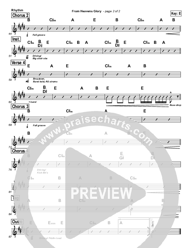 From Heavens Glory Rhythm Chart (Cross Church Worship / Jamie Joyce)