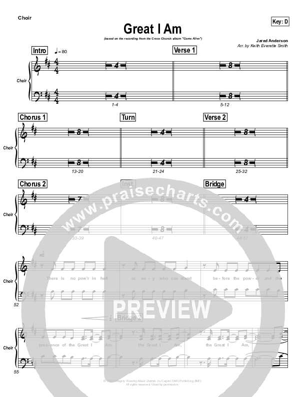 Great I Am Choir Sheet (SATB) (Cross Church Worship / Julio Arriola)