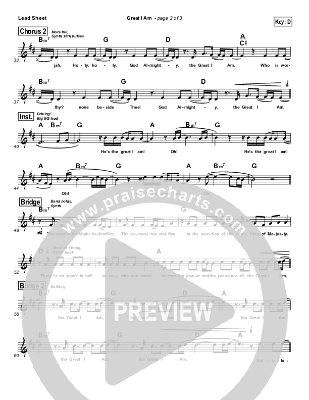 Great I Am Lead Sheet (Cross Church Worship / Julio Arriola)