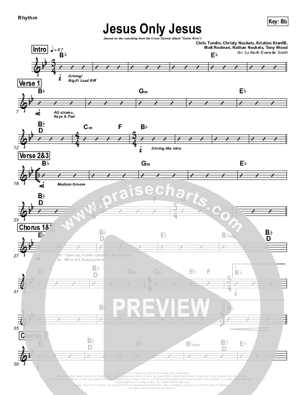 Jesus Only Jesus Rhythm Chart (Cross Church Worship / David McKinney)
