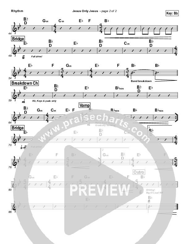 Jesus Only Jesus Rhythm Chart (Cross Church Worship / David McKinney)