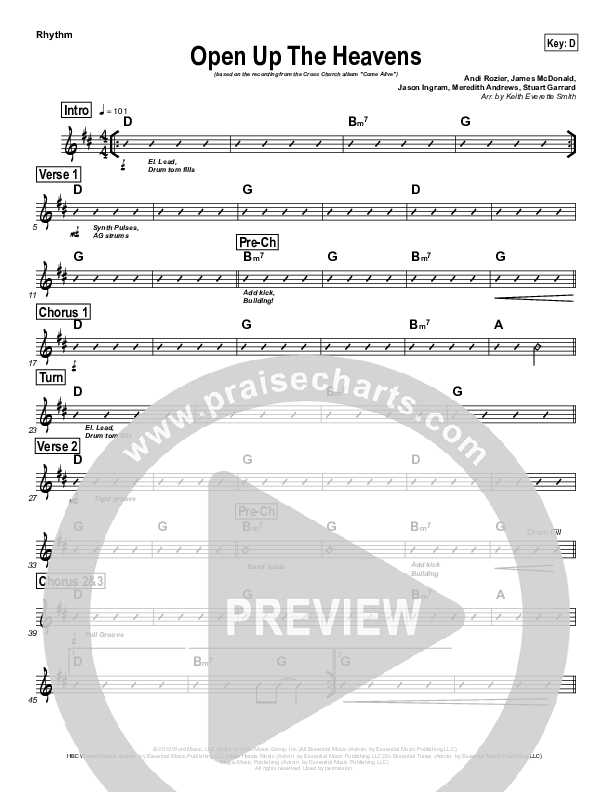 Open Up The Heavens Rhythm Chart (Cross Church Worship / Julio Arriola)