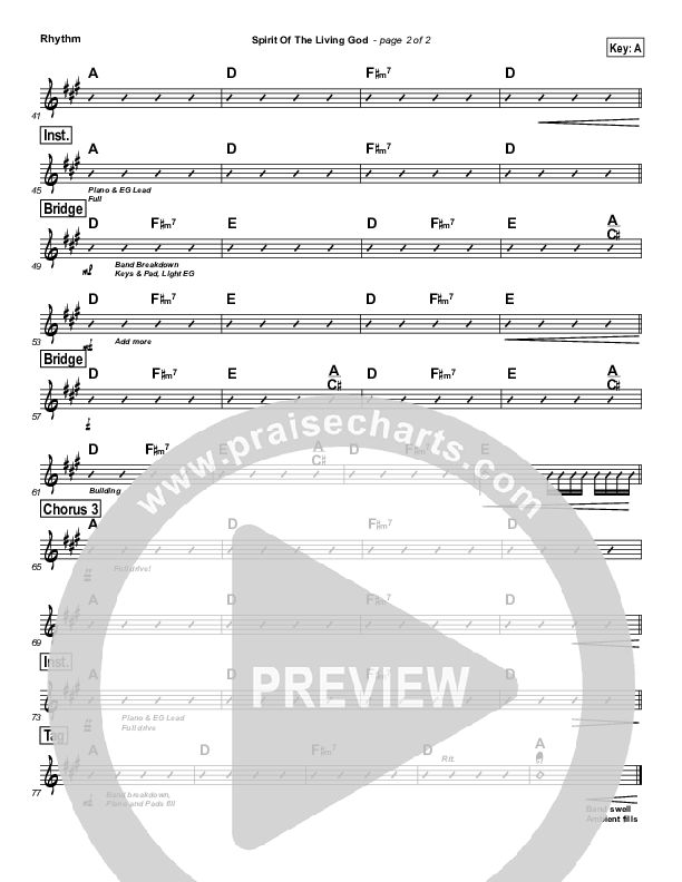 Spirit Of The Living God Rhythm Chart (Cross Church Worship / Julio Arriola)