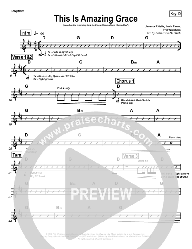 This Is Amazing Grace Rhythm Chart (Cross Church Worship / Beth Gaglian)