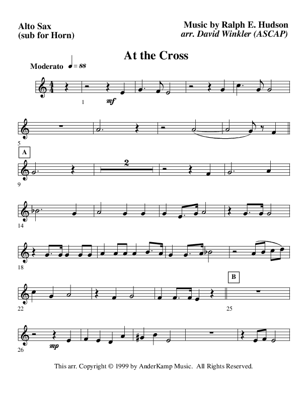 At The Cross (Instrumental) Substitute Parts (AnderKamp Music)