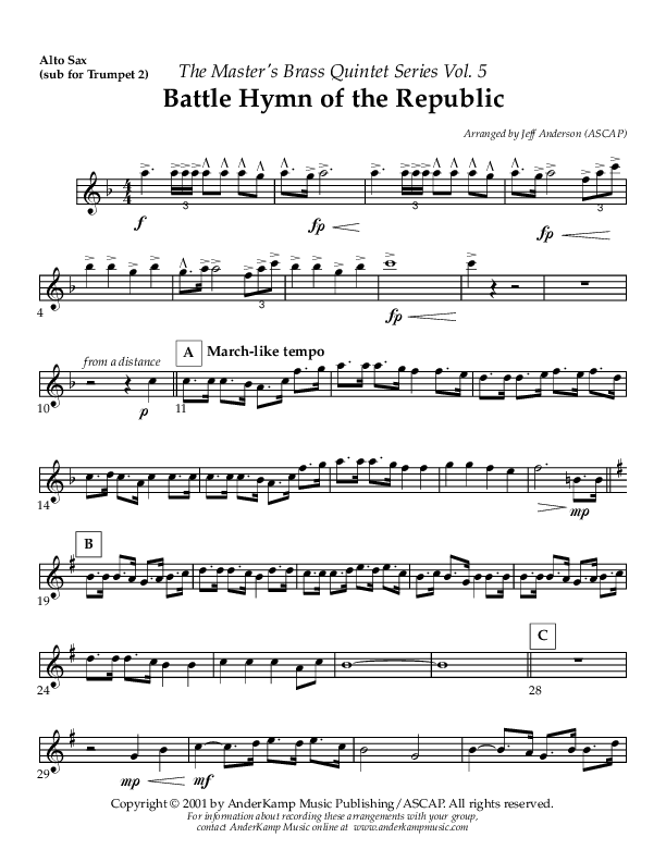 Battle Hymn Of The Republic Alto Sax (AnderKamp Music)