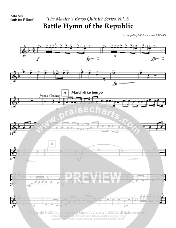 Battle Hymn Of The Republic Alto Sax (AnderKamp Music)