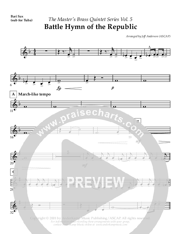 Battle Hymn Of The Republic Bari Sax (AnderKamp Music)