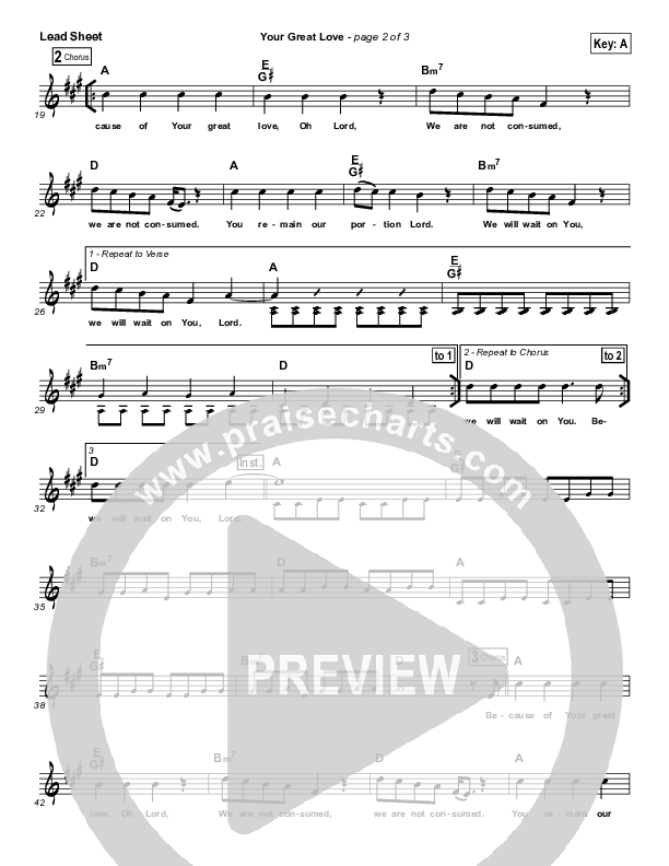 Your Great Love Lead Sheet (Vital Worship / Hearts Of Saints)