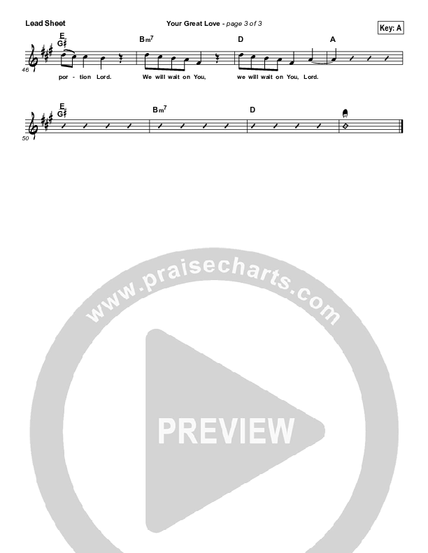 Your Great Love Lead Sheet (Vital Worship / Hearts Of Saints)
