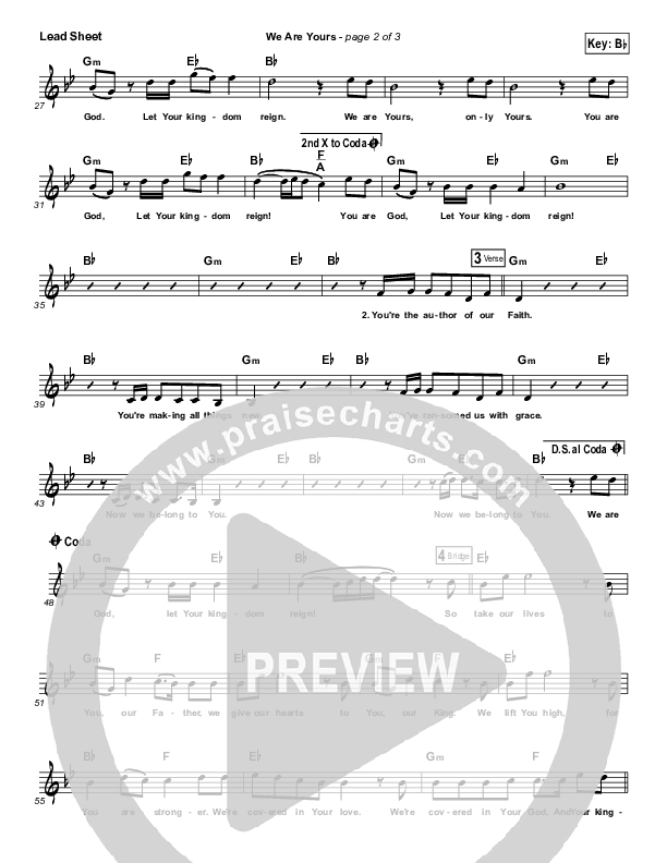 We Are Yours Lead Sheet (Vital Worship / Justin Kintzel)