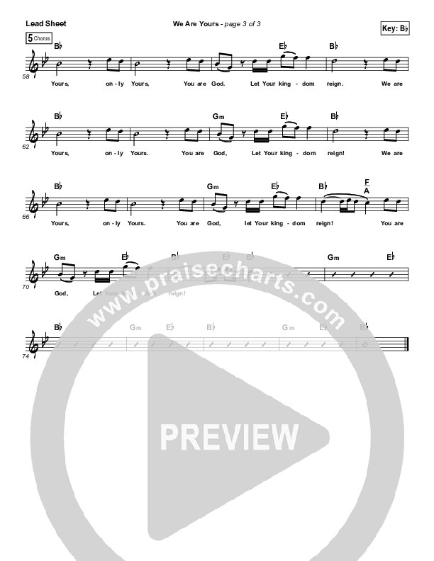 We Are Yours Lead Sheet (Vital Worship / Justin Kintzel)