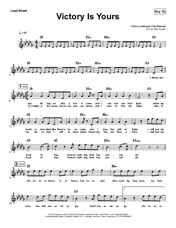Victory Is Yours Lead Sheet (Vital Worship / Chris Lockwood)