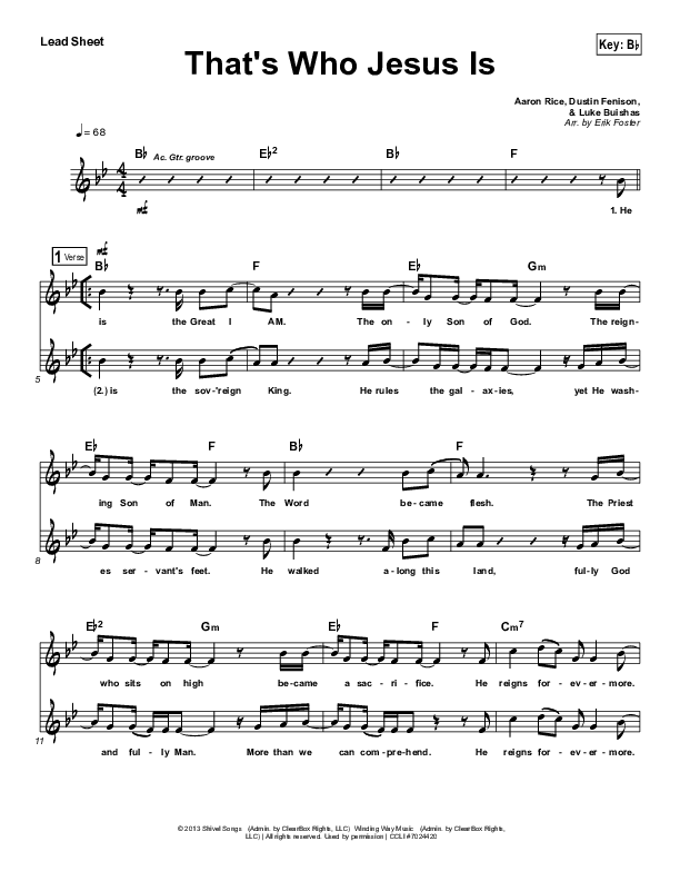 That's Who Jesus Is Lead Sheet (Vital Worship / People of the Earth)