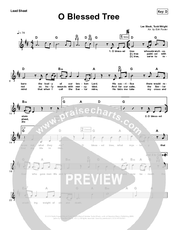 O Blessed Tree Lead Sheet (Vital Worship / Todd Wright)