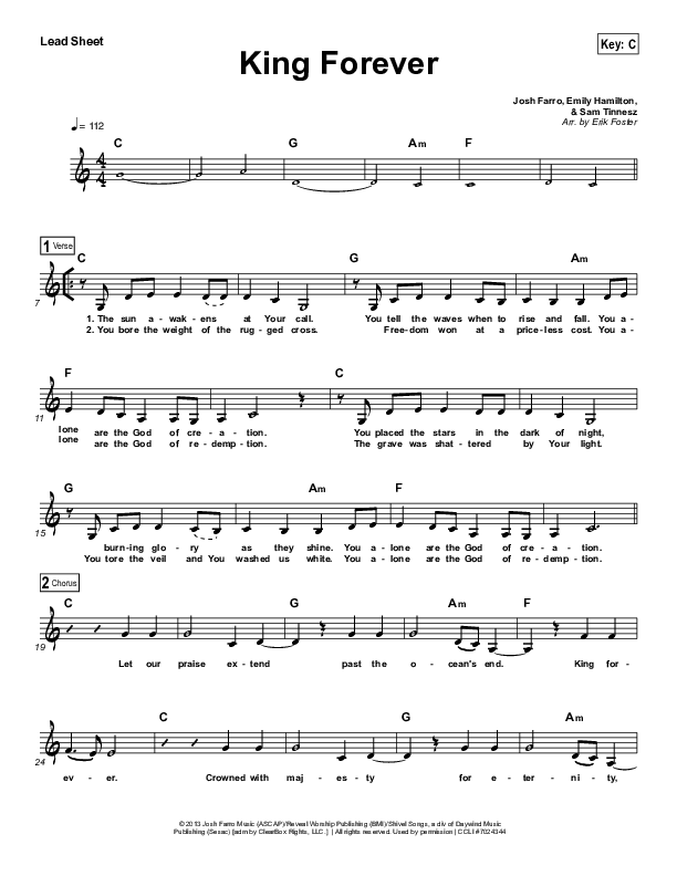 King Forever Lead Sheet (Vital Worship / For All Seasons)