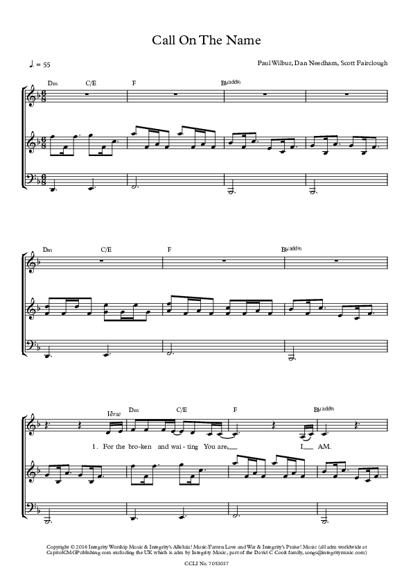 Call On The Name Piano/Vocal (SAT) (Paul Wilbur)