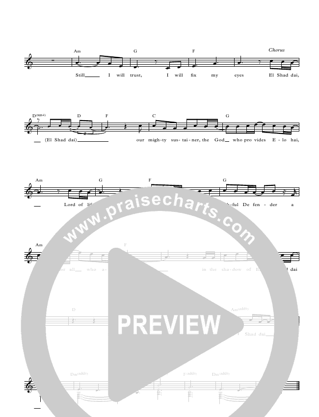 The Shadow Of El Shaddai Sheet Music Pdf Paul Wilbur Praisecharts
