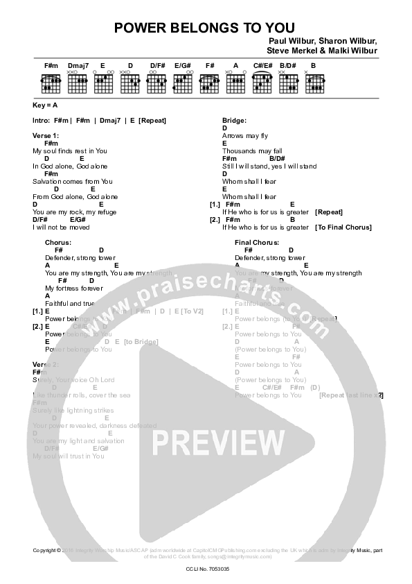 Power Belongs To You Chord Chart (Paul Wilbur)