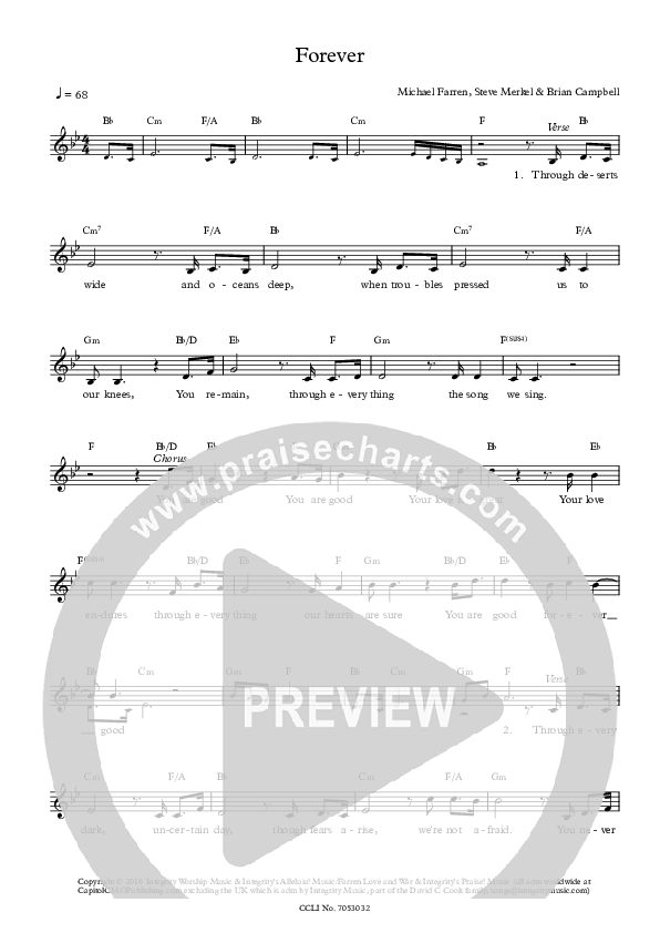 Forever Good Lead Sheet (Paul Wilbur)